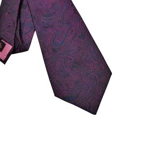 Garrick Anderson Tie Mens One Size Purple Paisley Silk Jacquard Necktie England‎